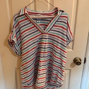 Liz Claiborne Red and Blue Striped Top